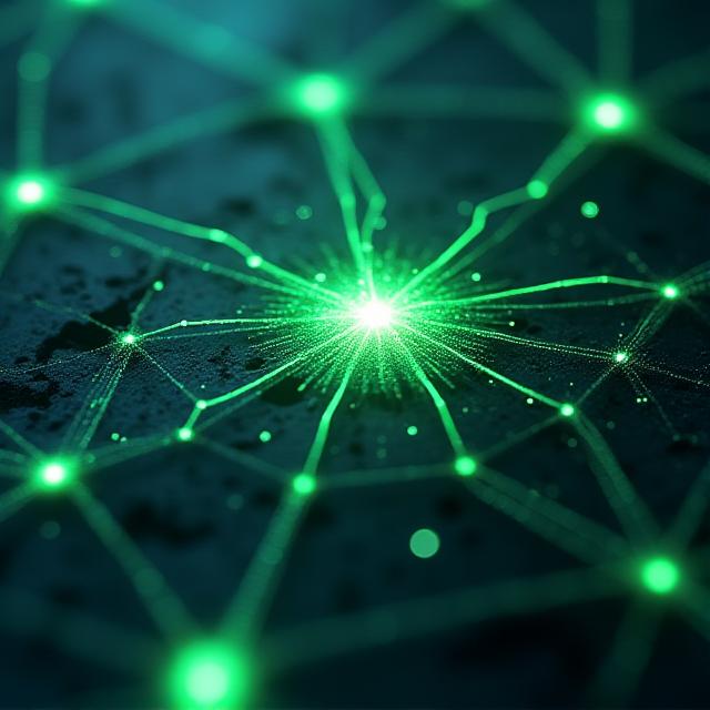 Abstract neural network visualizing historical data patterns